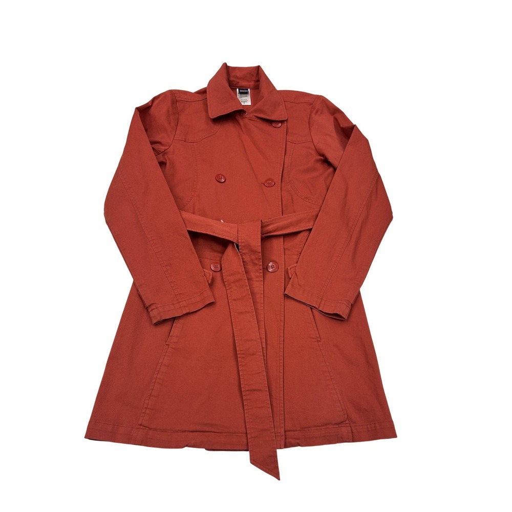 Patagonia Negril Trench Coat Womens Small Burnt Orange Rust‎ Organic Cotton Belt